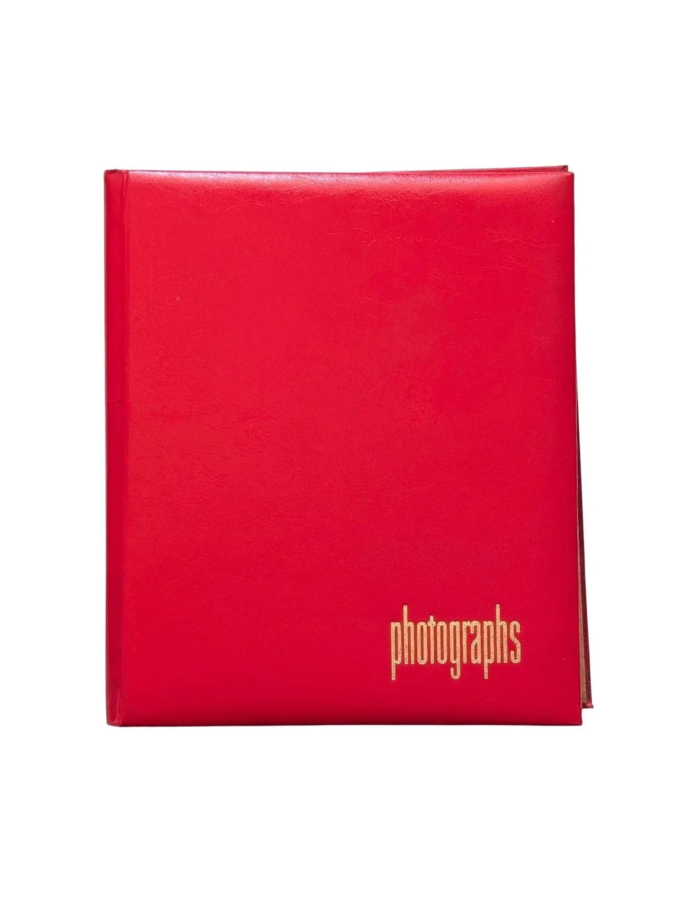 Red Vintage Magnetic Photo Album with Gold Foil Accent